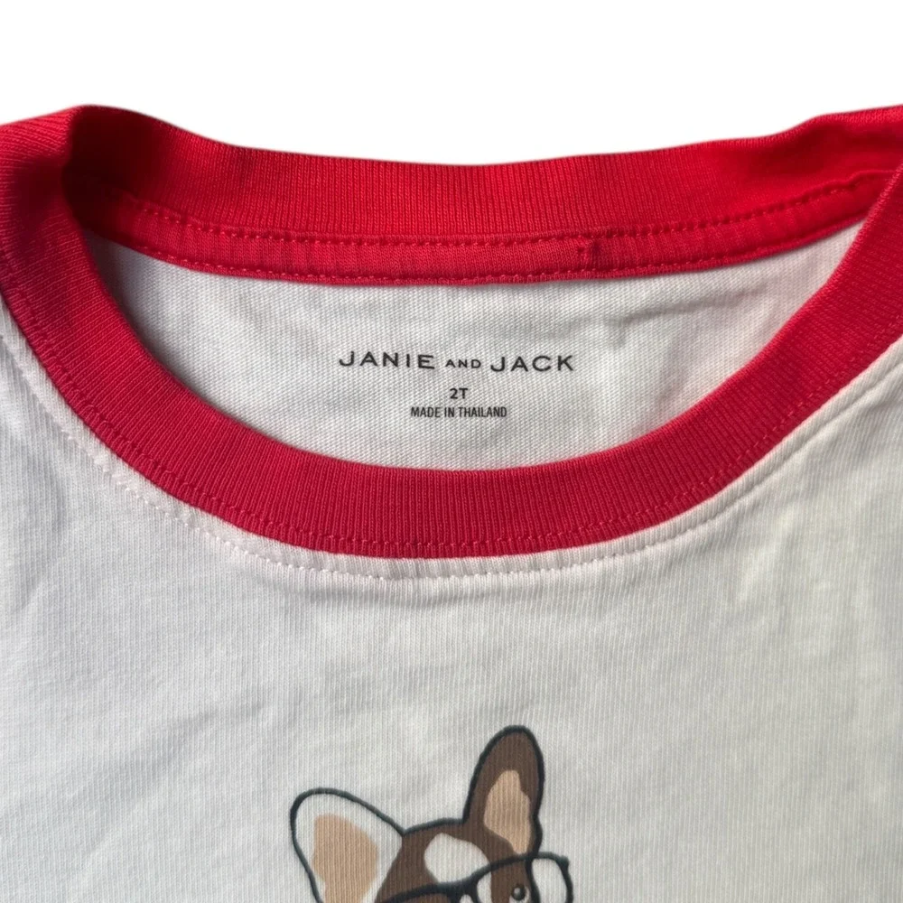 Janie and Jack Toddler Boys French Bulldog Varsity T-Shirt and Shorts Set 2T Red